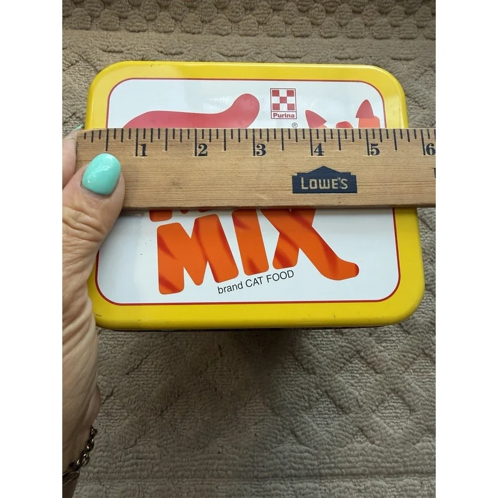 Purina MEOW MIX TIN Collectible 1996 Tin Cat Food Canister Tin Vintage Kitty Tin